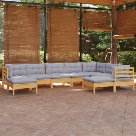 Juego de muebles de jardín 9 pzas y cojines madera maciza pino de , Conjuntos de jardín - Ref: Foro24-3096706, Precio: 703,42...