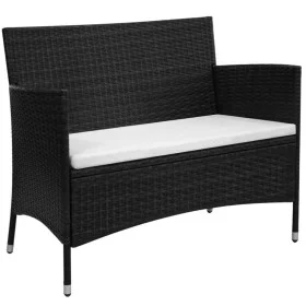 Banco de jardín 90 cm ratán sintético negro de , Bancos de jardín - Ref: Foro24-42582, Precio: 119,02 €, Descuento: %
