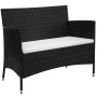 Banco de jardín 90 cm ratán sintético negro de , Bancos de jardín - Ref: Foro24-42582, Precio: 117,60 €, Descuento: %