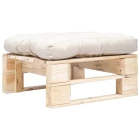 Otomana de palets de jardín con cojín arena madera natural de , Otomanas de exterior - Ref: Foro24-277473, Precio: 58,89 €, D...
