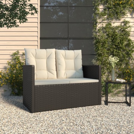 Banco de jardín con cojines ratán sintético negro 105 cm de , Bancos de jardín - Ref: Foro24-362318, Precio: 129,12 €, Descue...
