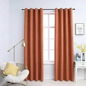 Cortinas opacas anillas de metal 2 pzs color óxido 140x225 cm de vidaXL, Cortinas y visillos - Ref: Foro24-134471, Precio: 47...