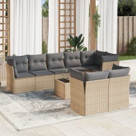 Set de sofás de jardín 9 pzas con cojines ratán sintético beige en Conjuntos de jardín | Comprar online en Foru.es
