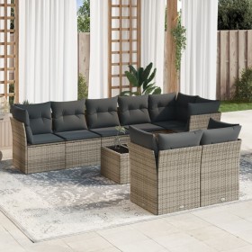 Set de muebles de jardín 9 pzas y cojines ratán sintético gris en Conjuntos de jardín | Comprar online en Foru.es