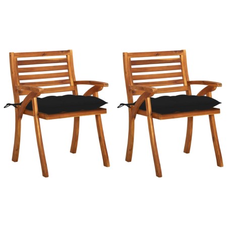Sillas de comedor jardín con cojines 2 uds madera maciza acacia de , Sillas de jardín - Ref: Foro24-3060846, Precio: 263,74 €...