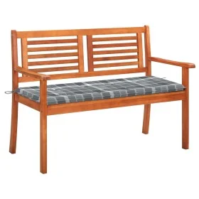 Banco de jardín 2 plazas madera maciza eucalipto y cojín 120 cm de , Bancos de jardín - Ref: Foro24-3060983, Precio: 189,80 €...