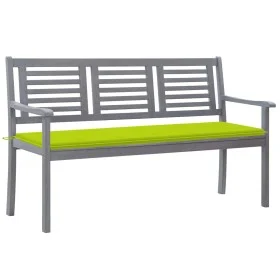 Banco de jardín 3 plazas madera eucalipto gris y cojín 150 cm de , Bancos de jardín - Ref: Foro24-3061061, Precio: 215,79 €, ...