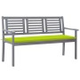 Banco de jardín 3 plazas madera eucalipto gris y cojín 150 cm de , Bancos de jardín - Ref: Foro24-3061061, Precio: 215,79 €, ...