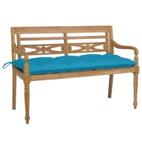 Batavia Bank aus massivem Teakholz mit hellblauem Kissen 120 cm von , Gartenbänke - Ref: Foro24-3062173, Preis: 221,09 €, Rab...
