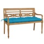 Banco Batavia de teca maciza con cojín azul claro 120 cm de , Bancos de jardín - Ref: Foro24-3062173, Precio: 224,67 €, Descu...