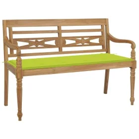 Banco Batavia madera maciza teca y cojín verde brillante 120 cm de , Bancos de jardín - Ref: Foro24-3062165, Precio: 223,38 €...