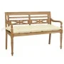 Banco Batavia de teca maciza con cojín blanco crema 120 cm de , Bancos de jardín - Ref: Foro24-3062171, Precio: 220,80 €, Des...