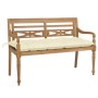 Banco Batavia de teca maciza con cojín blanco crema 120 cm de , Bancos de jardín - Ref: Foro24-3062171, Precio: 221,96 €, Des...