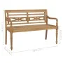 Banco Batavia de teca maciza con cojín blanco crema 120 cm de , Bancos de jardín - Ref: Foro24-3062171, Precio: 220,80 €, Des...