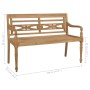 Banco Batavia de teca maciza con cojín blanco crema 120 cm de , Bancos de jardín - Ref: Foro24-3062171, Precio: 221,96 €, Des...