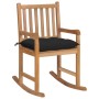 Silla mecedora de madera maciza de teca con cojín negro de , Sillas de jardín - Ref: Foro24-3062779, Precio: 162,81 €, Descue...