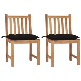 Sillas de jardín 2 unidades madera maciza de teca con cojines de , Sillas de jardín - Ref: Foro24-3062938, Precio: 231,21 €, ...
