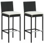 Set muebles bar jardín 3 piezas y cojines ratán sintético negro de , Conjuntos de jardín - Ref: Foro24-3064764, Precio: 247,0...