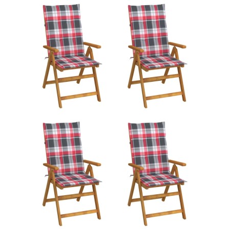 Sillas de jardín reclinables 4 uds madera maciza acacia cojines de , Sillas de jardín - Ref: Foro24-3065360, Precio: 332,99 €...