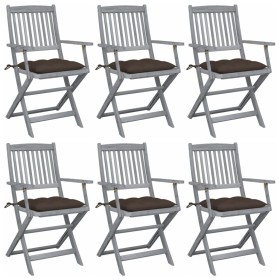 Sillas de jardín plegables 6 uds cojines madera maciza acacia de , Sillas de jardín - Ref: Foro24-3065430, Precio: 299,51 €, ...