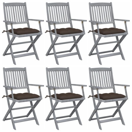 Sillas de jardín plegables 6 uds cojines madera maciza acacia de , Sillas de jardín - Ref: Foro24-3065430, Precio: 299,51 €, ...