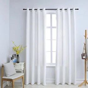 Cortinas opacas anillas de metal 2 pzs blanco crudo 140x175 cm de vidaXL, Cortinas y visillos - Ref: Foro24-134482, Precio: 3...
