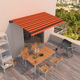 Manual retractable awning in orange and brown, 400x350 cm. by , Awnings - Ref: Foro24-3069180, Price: 348,44 €, Discount: %