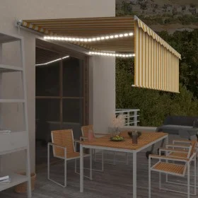 Toldo manual retráctil con persiana y LED amarillo blanco 4x3 m de , Toldos - Ref: Foro24-3069303, Precio: 398,19 €, Descuent...