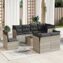 Set muebles jardín 9 pzas y cojines ratán sintético gris claro en Conjuntos de jardín | Comprar online en Foru.es