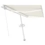 Toldo retráctil manual con LED crema 400x300 cm de , Toldos - Ref: Foro24-3069542, Precio: 491,18 €, Descuento: %