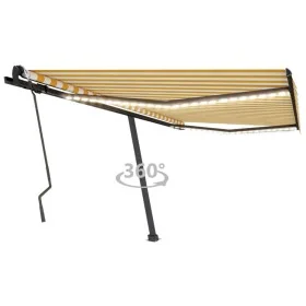 Toldo manual retráctil con LED amarillo y blanco 400x300 cm de , Toldos - Ref: Foro24-3069743, Precio: 456,62 €, Descuento: %
