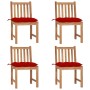 Sillas de jardín 4 unidades madera maciza de teca con cojines de , Sillas de jardín - Ref: Foro24-3073109, Precio: 467,01 €, ...