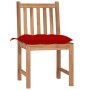 Sillas de jardín 4 unidades madera maciza de teca con cojines de , Sillas de jardín - Ref: Foro24-3073109, Precio: 467,01 €, ...