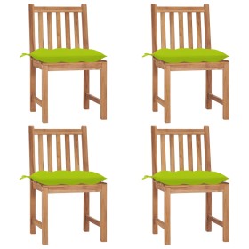 Sillas de jardín 4 unidades madera maciza de teca con cojines de , Sillas de jardín - Ref: Foro24-3073114, Precio: 467,01 €, ...