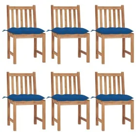 Sillas de jardín 6 unidades madera maciza de teca con cojines de , Sillas de jardín - Ref: Foro24-3073140, Precio: 678,06 €, ...