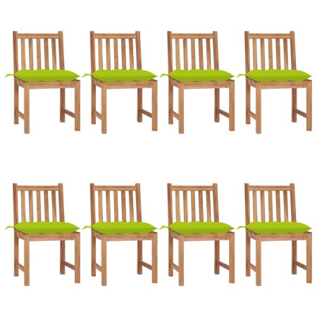 Sillas de jardín 8 unidades madera maciza de teca con cojines de , Sillas de jardín - Ref: Foro24-3073168, Precio: 998,36 €, ...