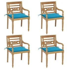 Sillas Batavia 4 unidades madera maciza de teca con cojines de , Sillas de jardín - Ref: Foro24-3073299, Precio: 487,74 €, De...