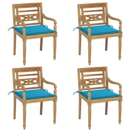 Sillas Batavia 4 unidades madera maciza de teca con cojines de , Sillas de jardín - Ref: Foro24-3073299, Precio: 487,74 €, De...
