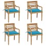 Sillas Batavia 4 unidades madera maciza de teca con cojines de , Sillas de jardín - Ref: Foro24-3073299, Precio: 496,45 €, De...