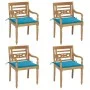 Sillas Batavia 4 unidades madera maciza de teca con cojines de , Sillas de jardín - Ref: Foro24-3073299, Precio: 487,74 €, De...
