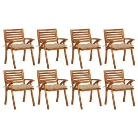Sillas de jardín 8 uds madera maciza de teca con cojines de , Sillas de jardín - Ref: Foro24-3075219, Precio: 665,35 €, Descu...