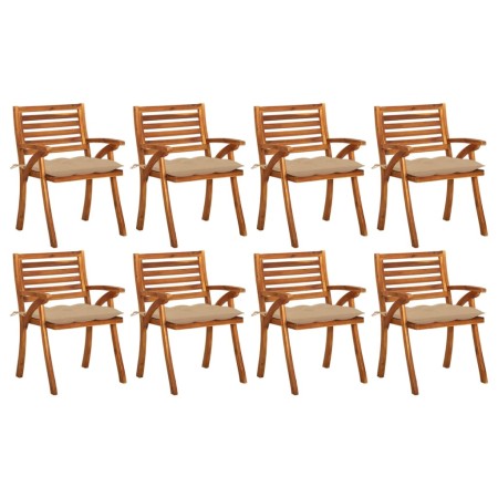 Sillas de jardín 8 uds madera maciza de teca con cojines de , Sillas de jardín - Ref: Foro24-3075219, Precio: 766,84 €, Descu...