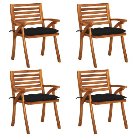 Sillas de jardín con cojines 4 unidades madera maciza de acacia de , Sillas de jardín - Ref: Foro24-3075196, Precio: 510,46 €...
