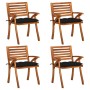 Sillas de jardín con cojines 4 unidades madera maciza de acacia de , Sillas de jardín - Ref: Foro24-3075196, Precio: 510,46 €...