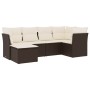 Set sofás de jardín 6 piezas y cojines ratán sintético marrón en Conjuntos de jardín | Comprar online en Foru.es