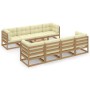 Juego de muebles de jardín 9 pzas y cojines madera pino maciza de , Conjuntos de jardín - Ref: Foro24-3076427, Precio: 965,25...