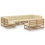 Set de muebles de jardín 9 pzs cojines madera pino marrón miel de , Conjuntos de jardín - Ref: Foro24-3077217, Precio: 975,88...