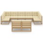 Set de muebles de jardín 9 pzs cojines madera pino marrón miel de , Conjuntos de jardín - Ref: Foro24-3077217, Precio: 975,88...