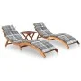 2 sun loungers with table and cushions made of solid acacia wood by , Loungers - Ref: Foro24-3077390, Price: 356,19 €, Discou...