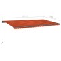 Toldo manual retráctil con luz LED naranja y marrón 6x3,5 m de , Toldos - Ref: Foro24-3070285, Precio: 760,45 €, Descuento: %